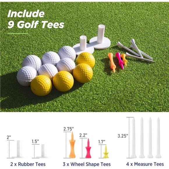 Golf Mat, 5x4ft & 5x5ft Golf Hitting Mats Practice with 10 Golf Balls, 9 Golf - Picture 5 of 7